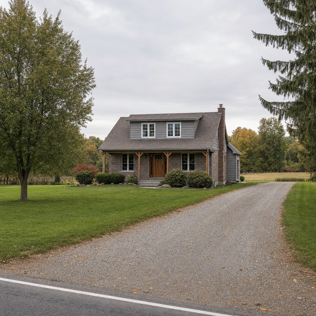 A calm single-family home exterior on a quiet Newark street, representing the household size and daily water use that decides how often a septic tank needs pumping